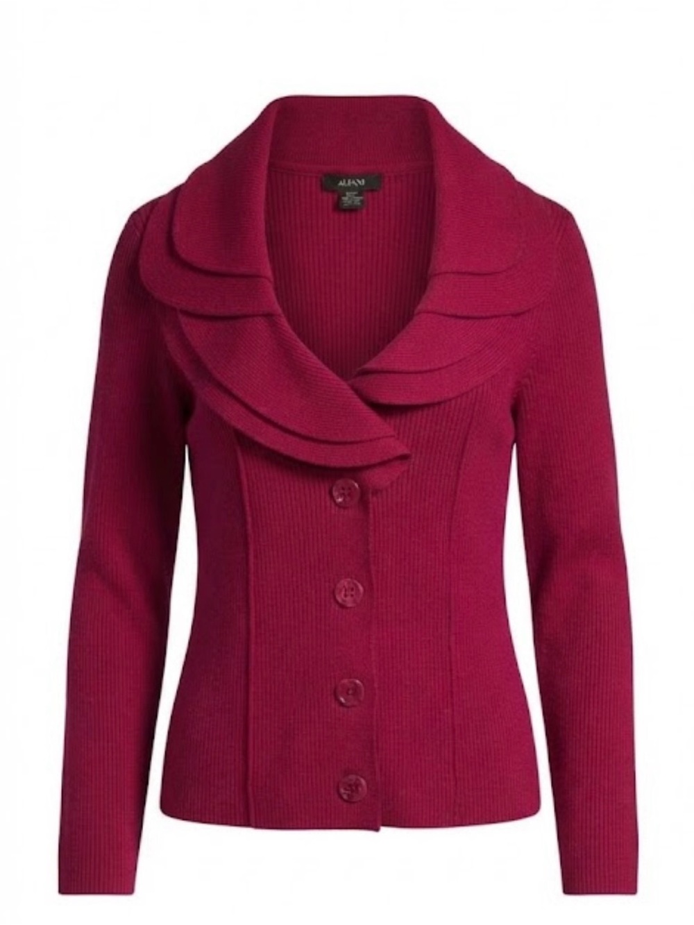 Alfani 100% Merino Wool Ruffle Collar Cardigan M